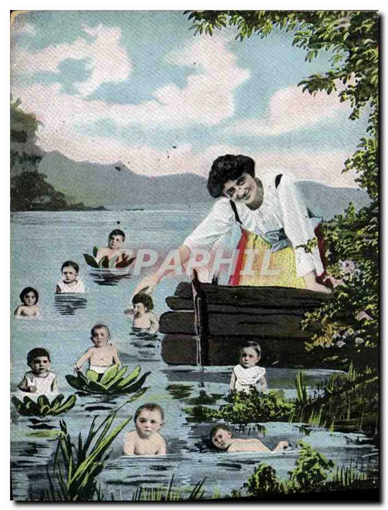 Frauen und Kinder in einem See — Badesszene — Verlag K.Y.L.B. n° 12, Serie 785 - Vorderseite