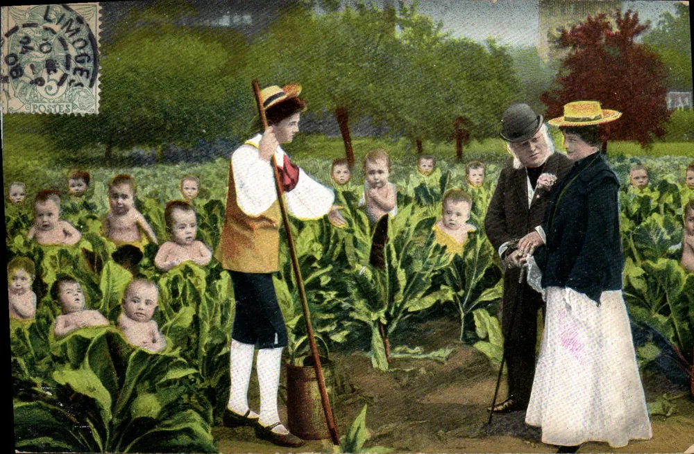 Kinder in Gemüse — humoristische Szene — Serie 34.A - Vorderseite
