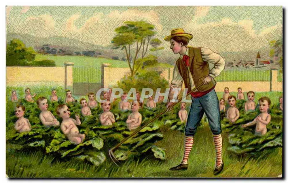 Crianças em um jardim — cena humorística — J.C. Paris - Frente