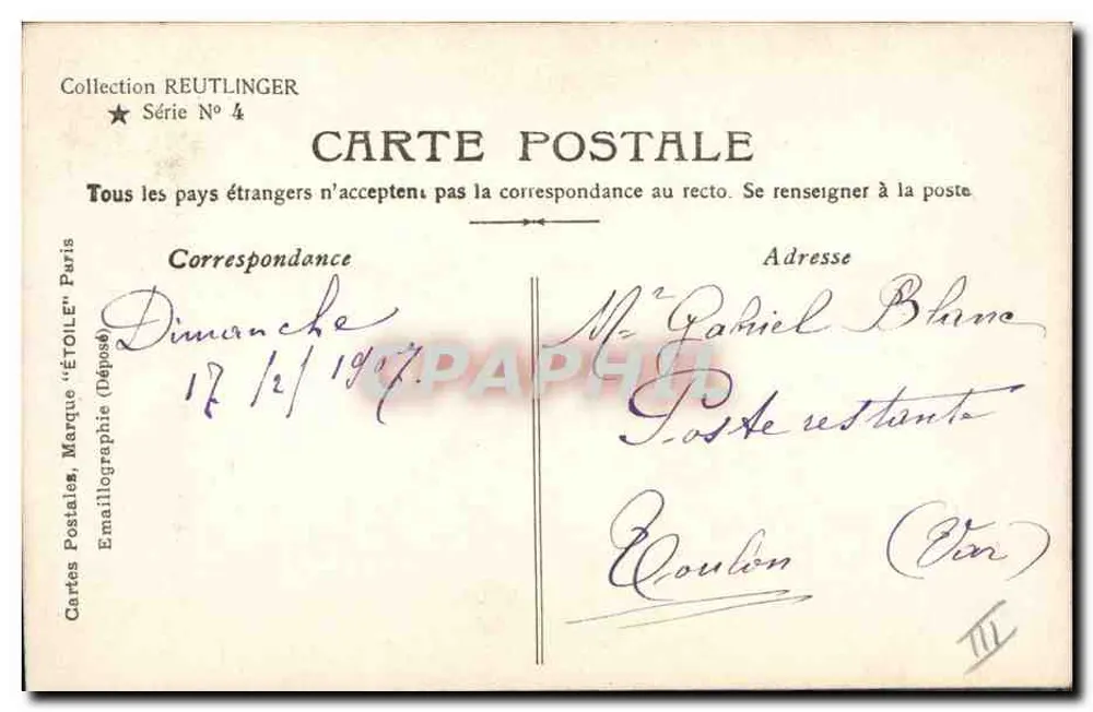 Ellen Baxone — Portrait einer geschwärzten Frau — Verlag Reutlinger, Nr. 44 - Rückseite