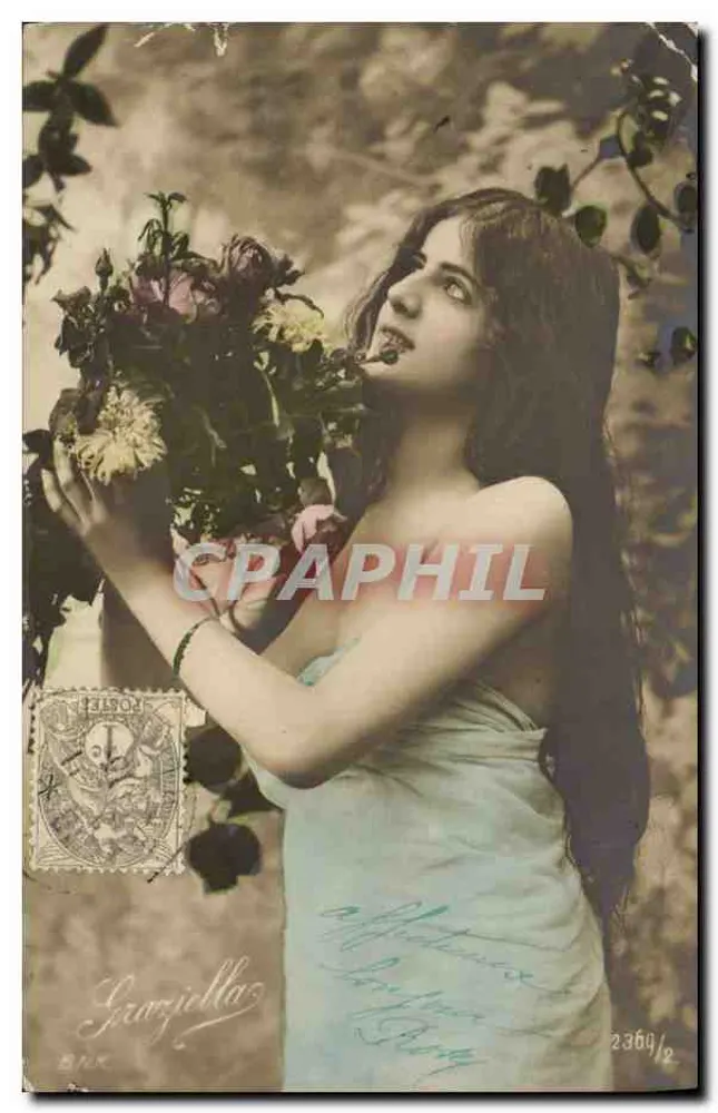 Junge Frau mit Blumenbouquet — Außen-Szene — Verleger Granziella, n° 2369/2 - Vorderseite