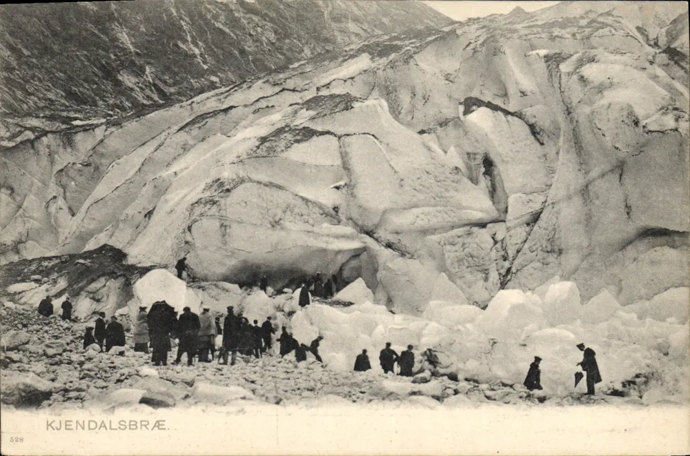 Glaciar de Kjendalsbræ — vista turística — F. Beyer's Touristbureau, Bergen - Frente