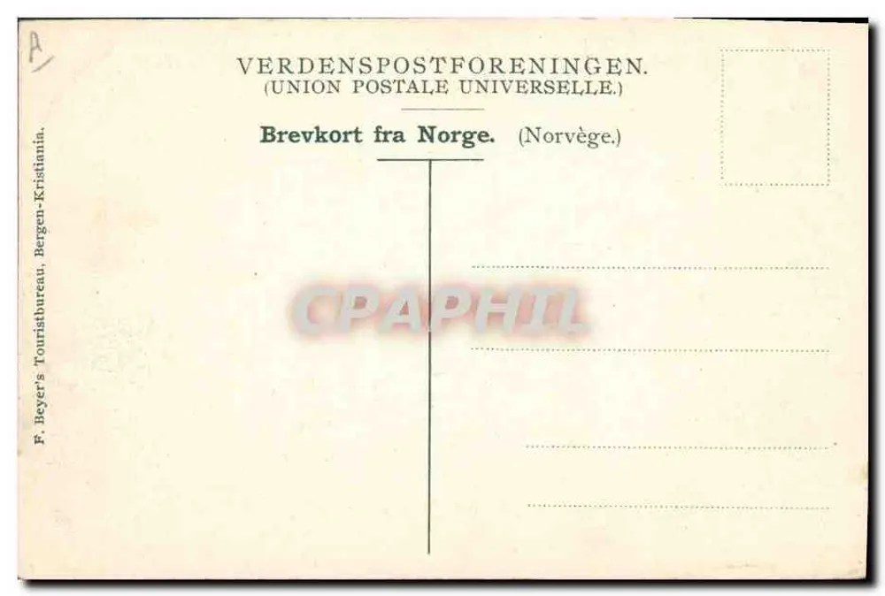 Glaciar de Kjendalsbræ — vista turística — F. Beyer's Touristbureau, Bergen - Verso
