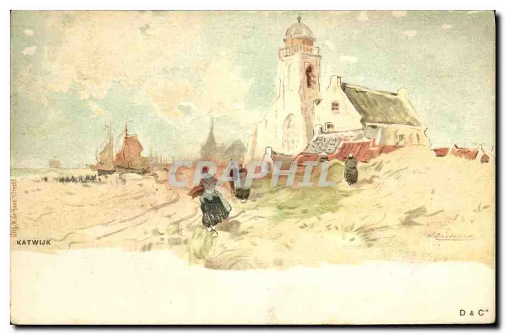 Katwijk — vista da praia e da igreja — D & C - Frente
