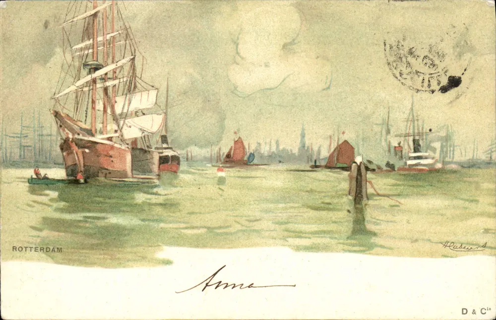 Rotterdam — Hafen mit Schiffen — D & C° - Vorderseite