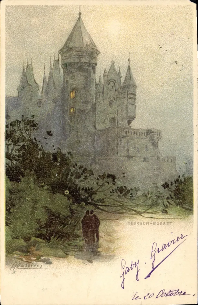 Castillo de Bourbon-Busset — vista pintoresca — H. Oubriers, editor - Anverso