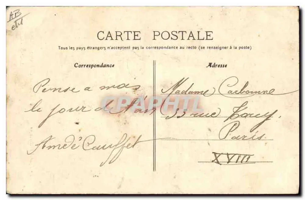 Das pittoreske Cantal — Der Musettenspieler (Cabrettaire) — L. Roux, Verlag Aurillac - Rückseite