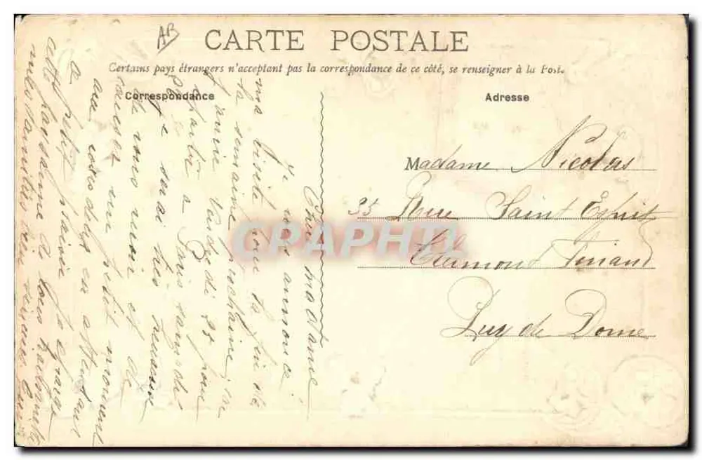 La Bourboule — Traje de Auvergne — Naturalistas Galerias, Clermont-Ferrand - Verso