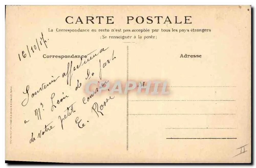 Vase de pensées — composition florale — E. Rossi - Verso