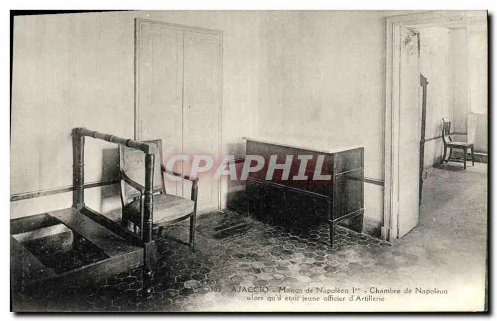 Ajaccio — Casa de Napoleón I — Habitación de Napoleón cuando era joven oficial de Artillería - Anverso
