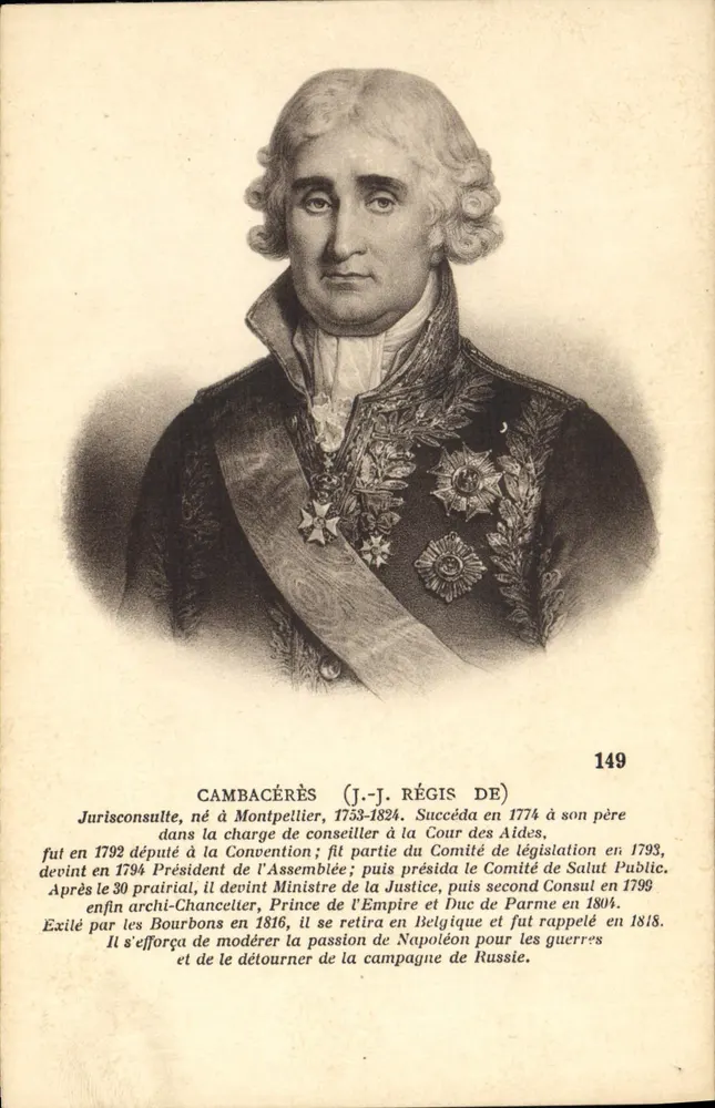 J.-J.-Régis de Cambacérès — Retrato gravado — Coleção de Arte & História E.S. Ménars - Frente