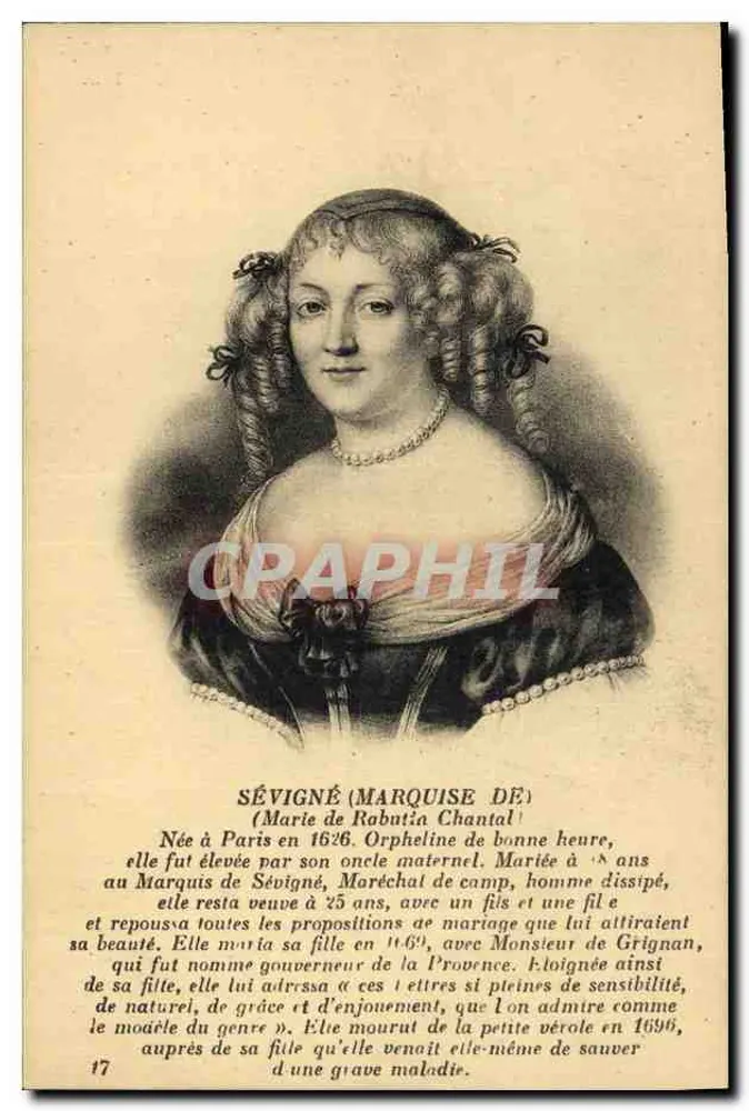 Marquesa de Sévigné — Retrato gravado — Editor A. Moutet, Paris - Frente