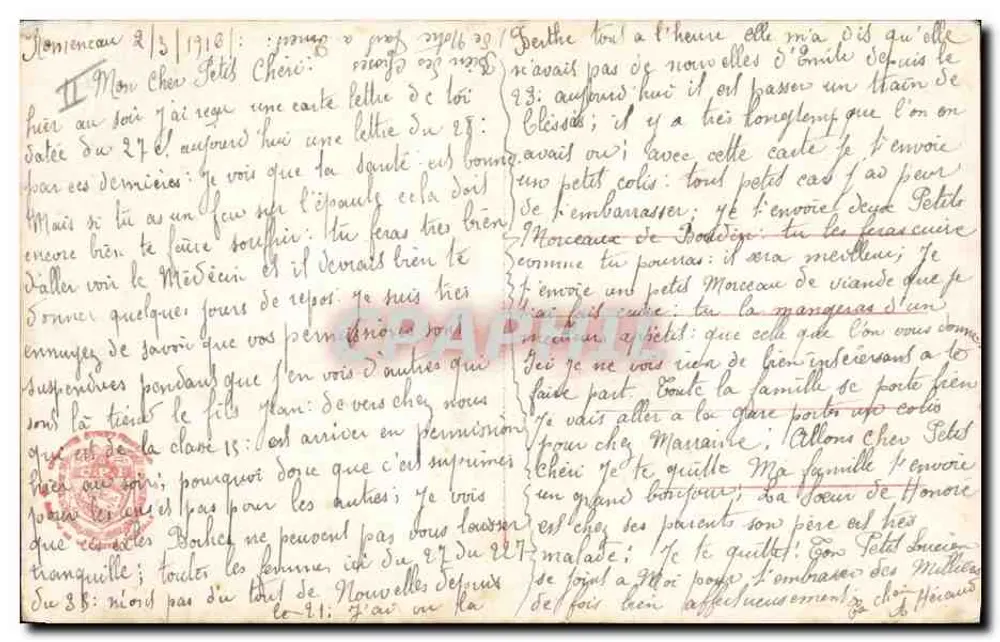 O Galo da Artilharia — Carta postal humorística — Furia 340 - Verso