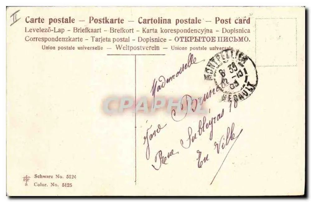 Galo e galinhas — Lembrança do nosso ferreiro — Schwarz No. 5124 - Verso
