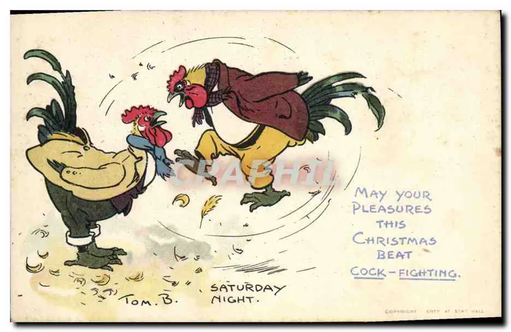 Vechtende kippen — Kerst — Davidson Bros. London - Voorkant