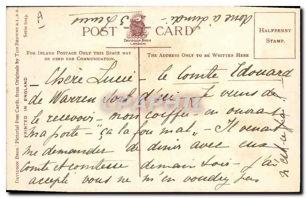 Vechtende kippen — Kerst — Davidson Bros. London - Achterkant