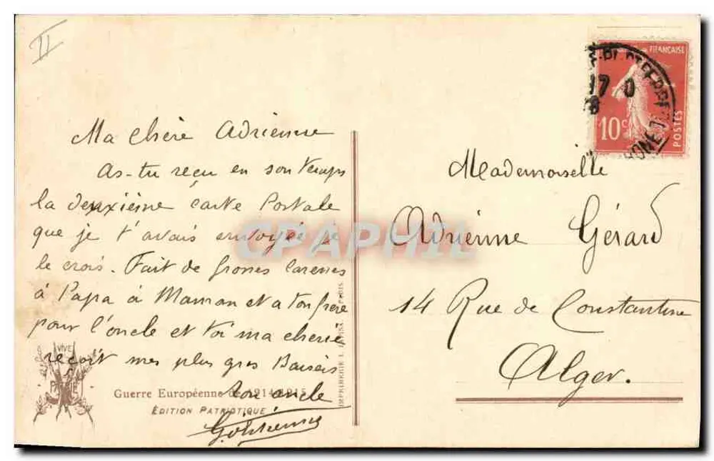 Frau mit Hühnern und Hahn — P. Colin — Patriotische Ausgabe - Rückseite