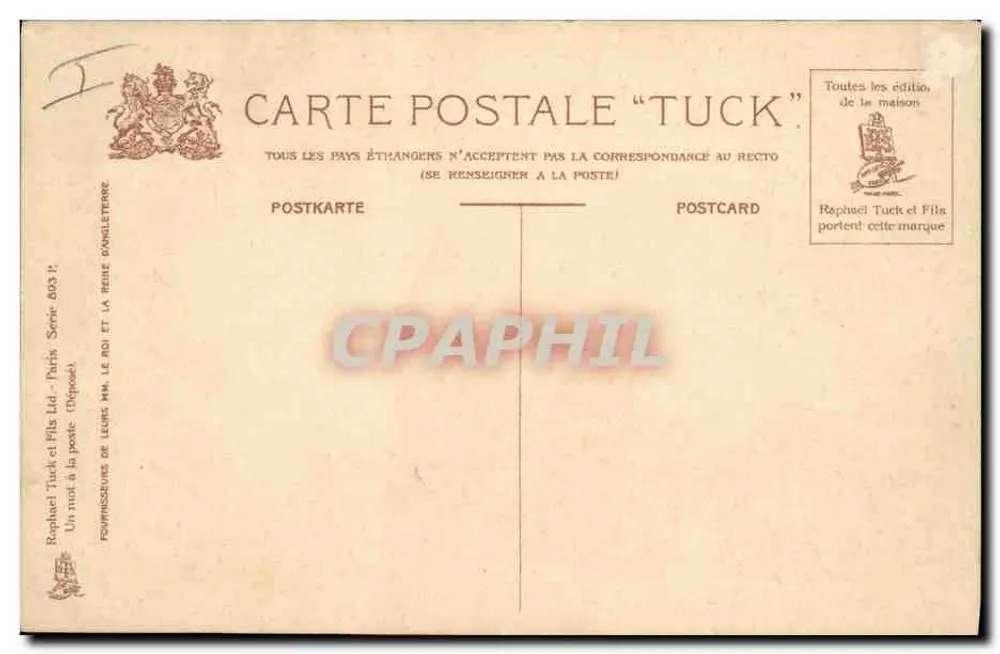 Pintinho cantando — Feliz Páscoa — editor Raphael Tuck & Sons, série 603 II - Verso