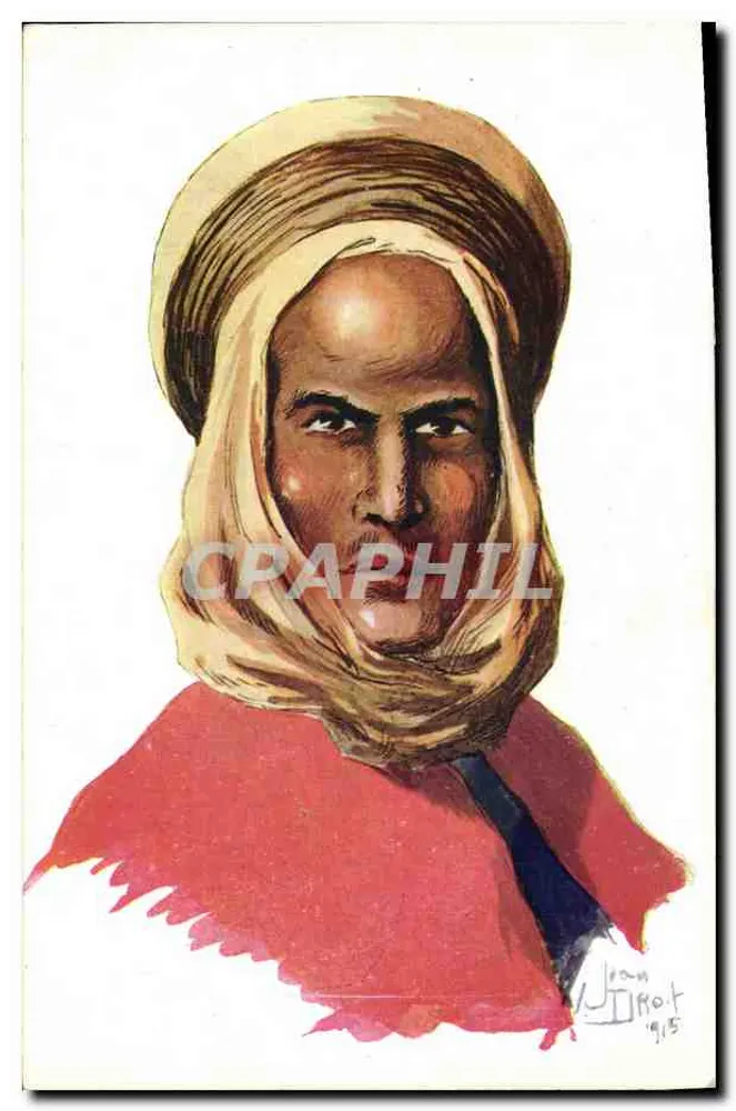 Retrato de uma mulher coberta — pintura aquarelada — assinado Jean 1915 - Frente