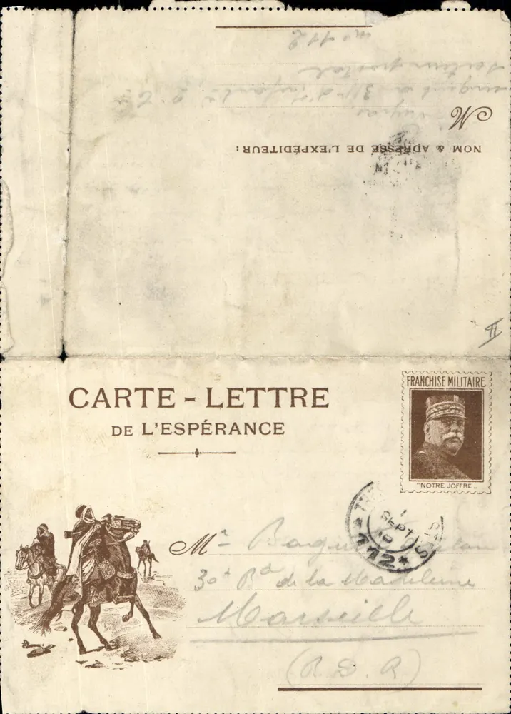 Scène de cavaliers — Carte-lettre de l'Espérance éditée par l'Imprimerie de l'Espérance, n° 742 - Awers