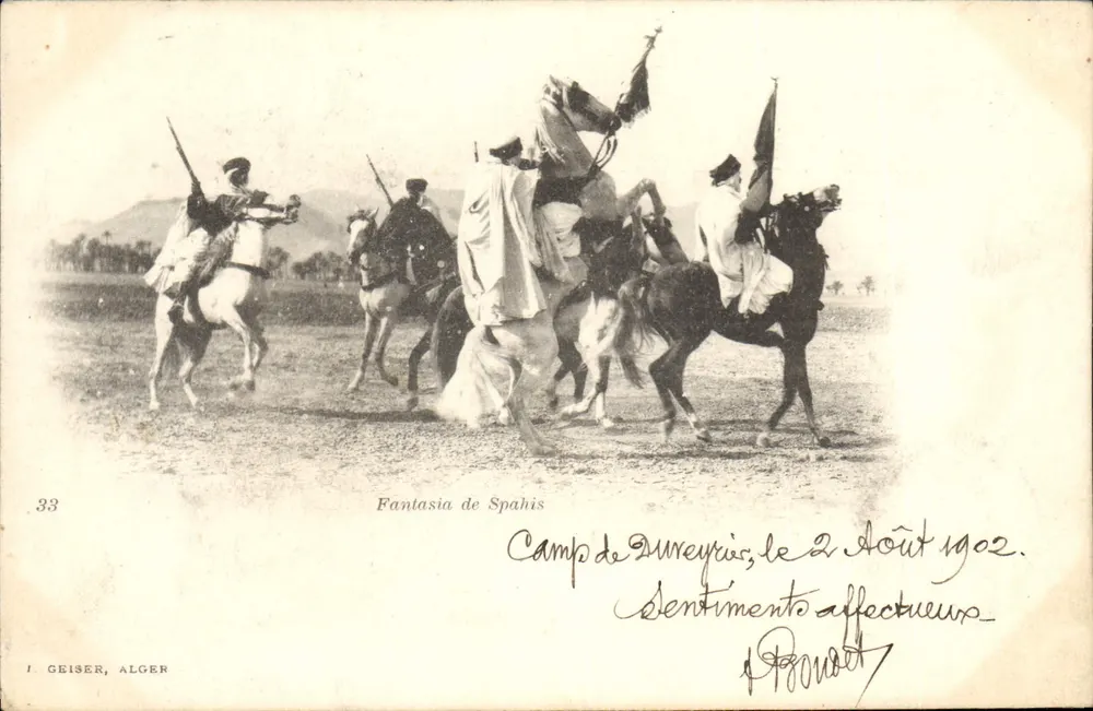 Fantasia der Spahis — Camp de Duvéryrie, 2. August 1902 — I. Geiser, Alger, n°33 - Vorderseite