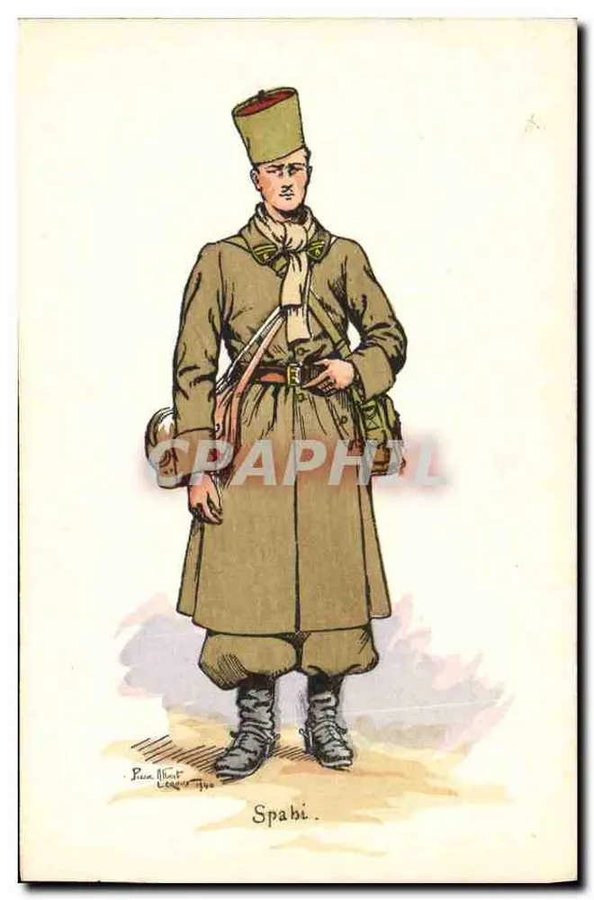 Soldado spahi — uniforme — Les Éditions Militaires Illustrées, N° 379 - Frente