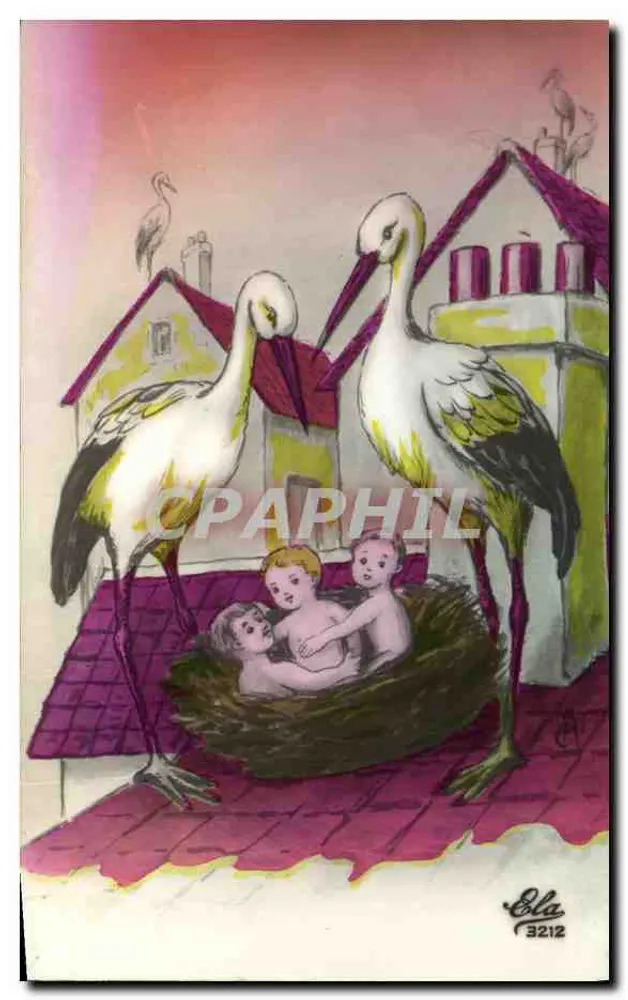 Storch und Babys — Illustration — Ela 3212 - Vorderseite