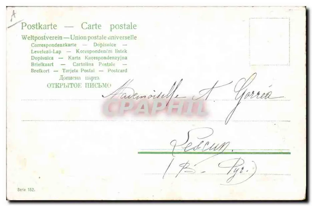 Kleine Kinder in Badekleidung — Spiel Szene — Verlag Union postale universelle, Serie 152 - Rückseite
