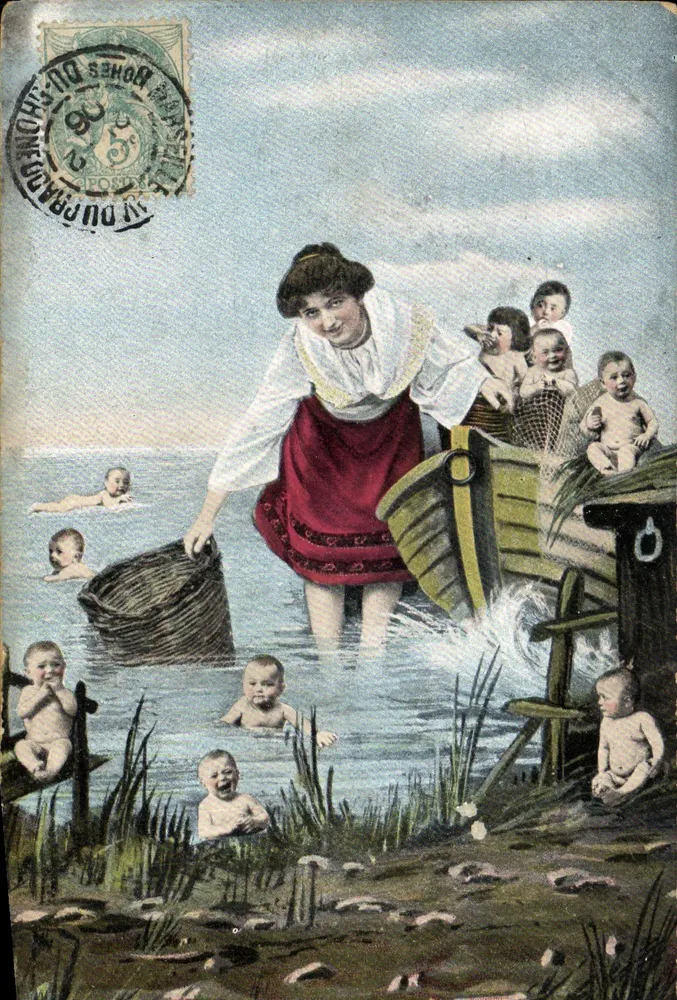 Frau, die Babys im Meer wäscht — Bade-Szene — Verlag K.V.L.B. Nr. 795 - Vorderseite