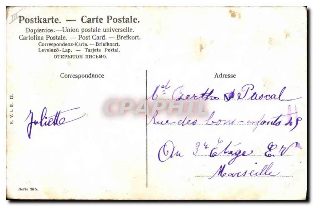 Frau, die Babys im Meer wäscht — Bade-Szene — Verlag K.V.L.B. Nr. 795 - Rückseite