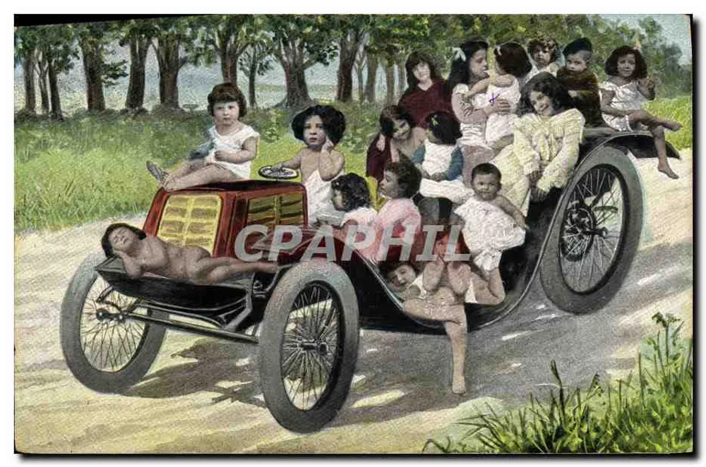 Kinder in einem Auto — Straßenszene — Verlag: Union postale universelle - Vorderseite