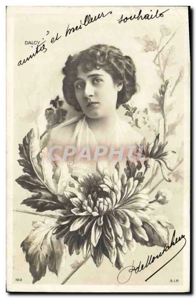 Jovem mulher — retrato com crisântemo — editor S.I.P. n° 1013 - Frente