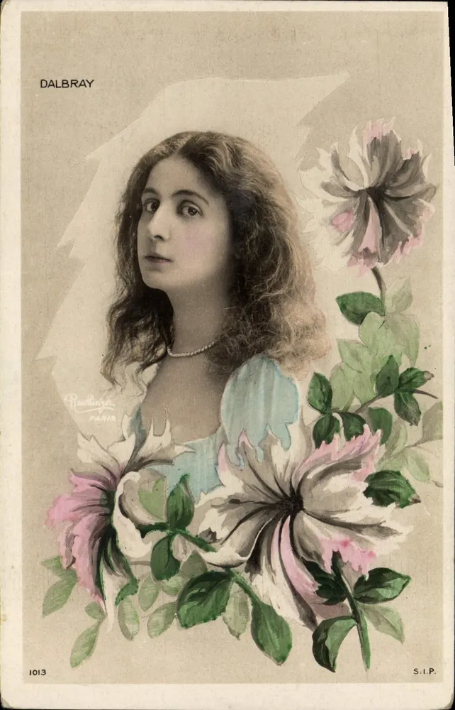 Porträt einer Frau — Blumen — Dalbray, Verlag Raoutlinger, n° 1013 - Vorderseite