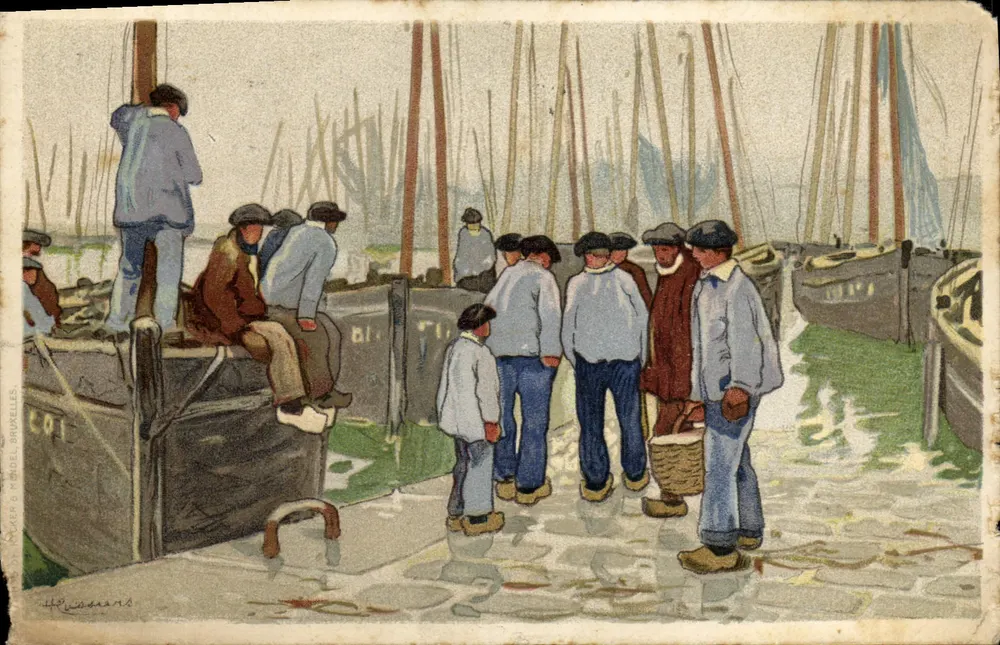 Pêcheurs à Bruxelles — scène portuaire — éditeur Marcel Bruxelles, n° 101 - Vorderseite