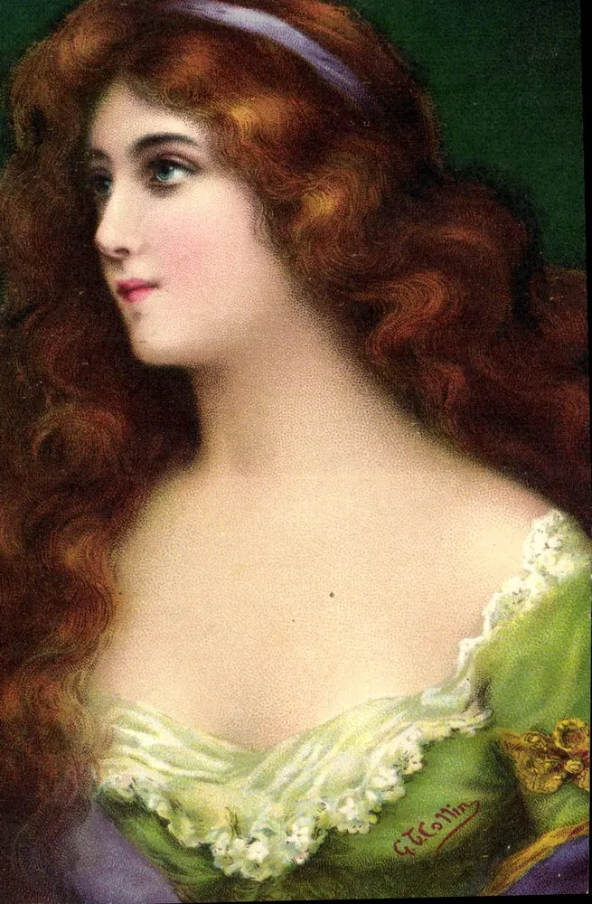 Junge Frau mit roten Haaren — Portrait — G. Collin - Vorderseite