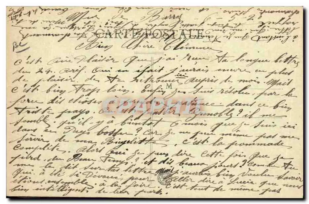 Donna a cavallo — Partenza per il Mercato — Germain Maîroux, Crette, lib-édit, Aurielle, n°1420 - Verso
