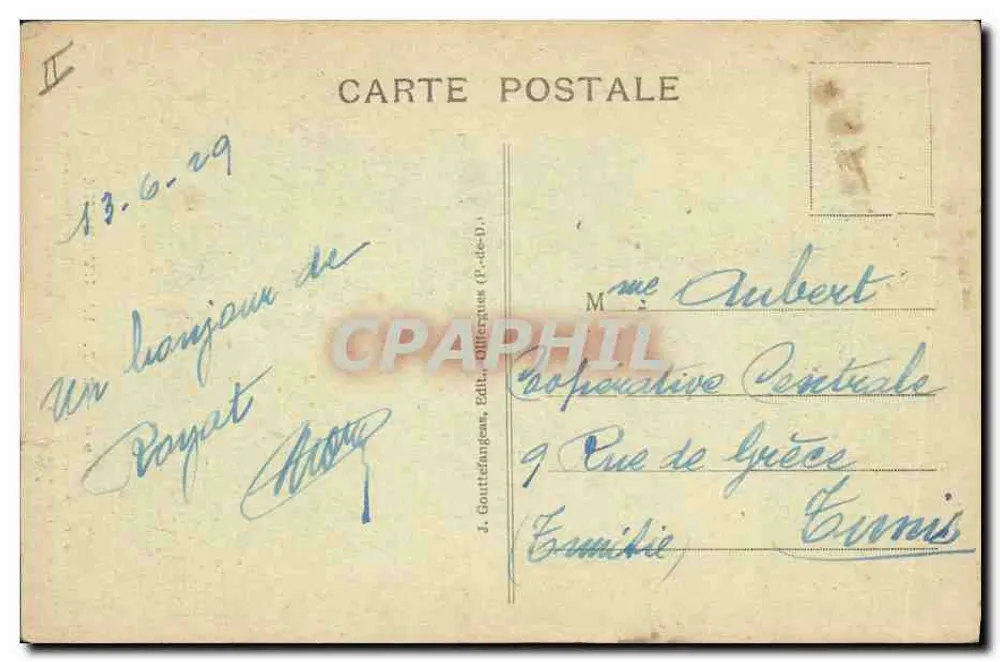 L'Auvergne — cena de vida — J. Gouittengue, edit. P.-de-D. - Verso
