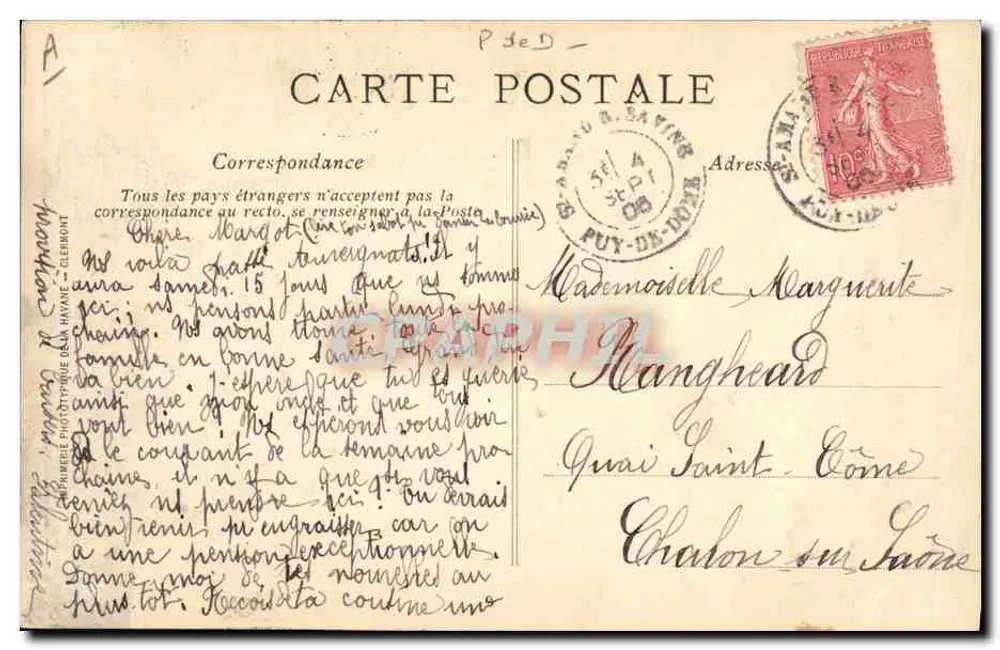Dança folclórica da Bourrée d'Auvergne — VD (n°1198) - Verso