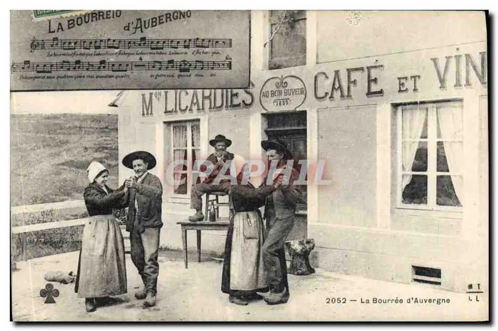 A La Bourrée d'Auvergne — cena de café — M. Licardies, editor 2052 - Frente