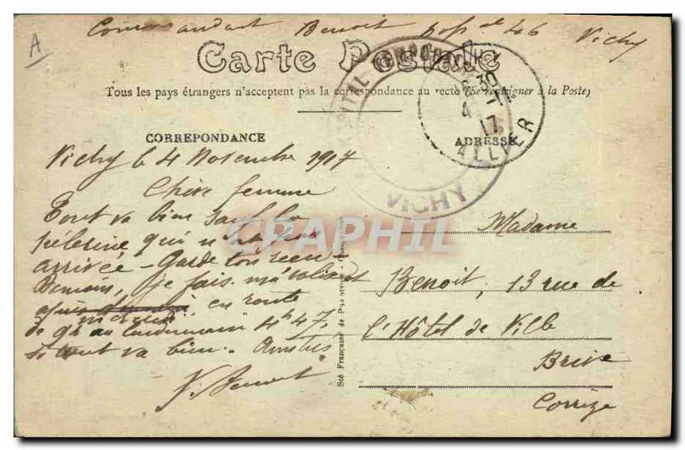 Amantes Bourbonnais — Chomel-Hôpital ou Célestins eu prefiro Célestine — Foto Edição J. Houveret, Le Mans, Châteaudun - Verso