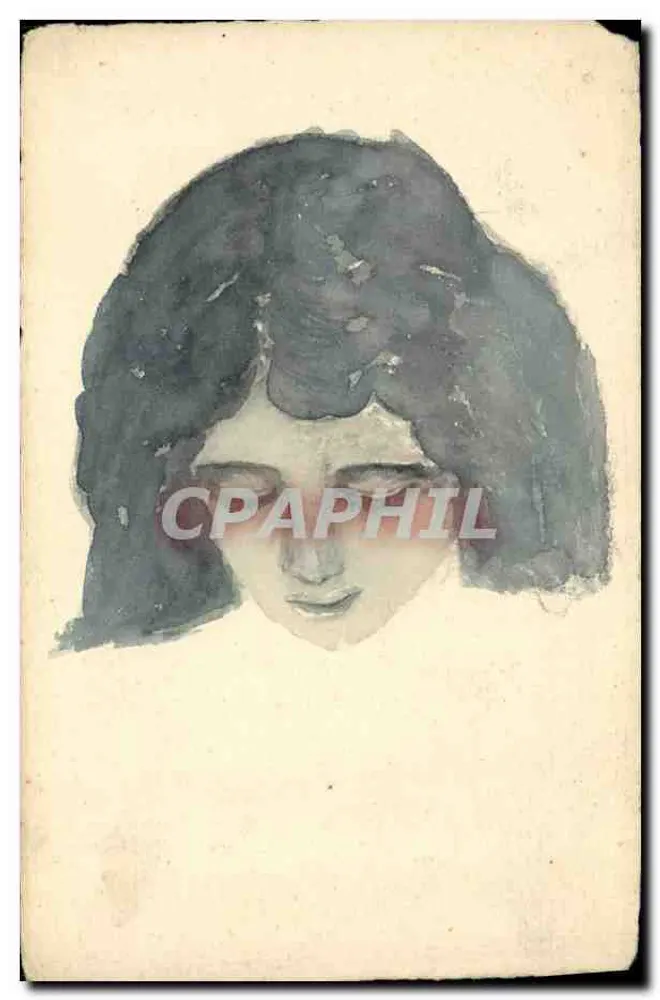 Ritratto di donna — disegno a inchiostro — cartolina postale - Recto
