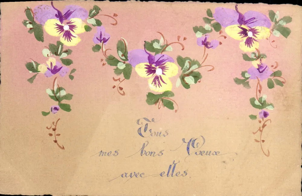 Flores — cartão postal decorativo — editor desconhecido - Frente