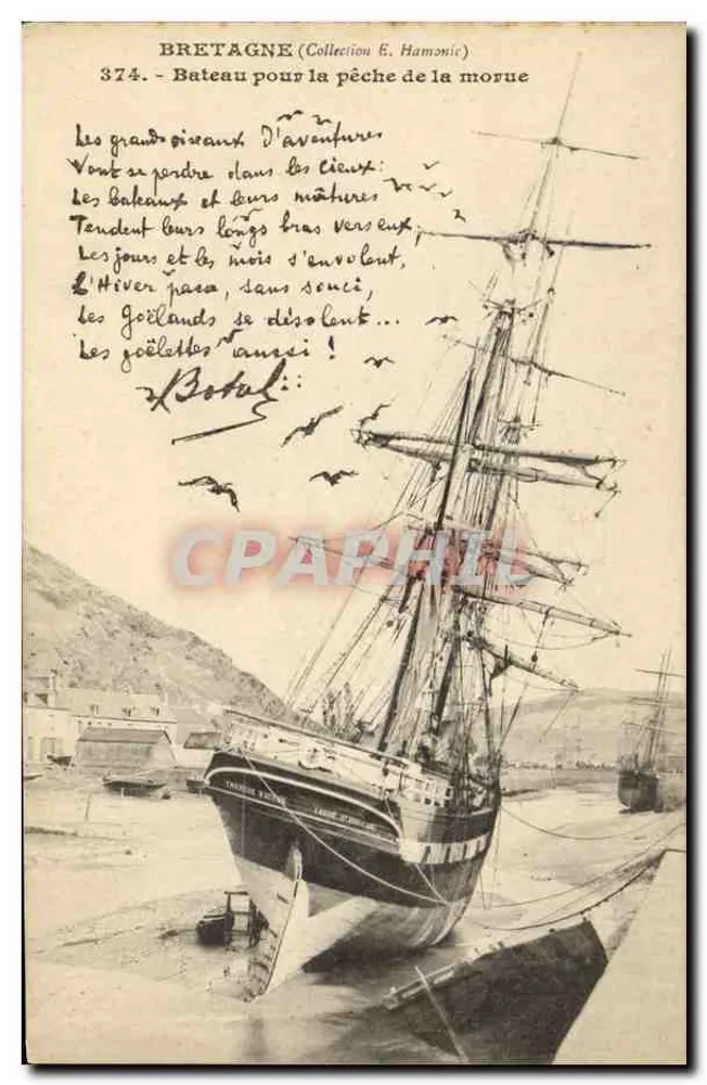 Bretagne (Sammlung E. Hamonic) — Fischboot für den Kabeljau — Nr. 374 - Vorderseite