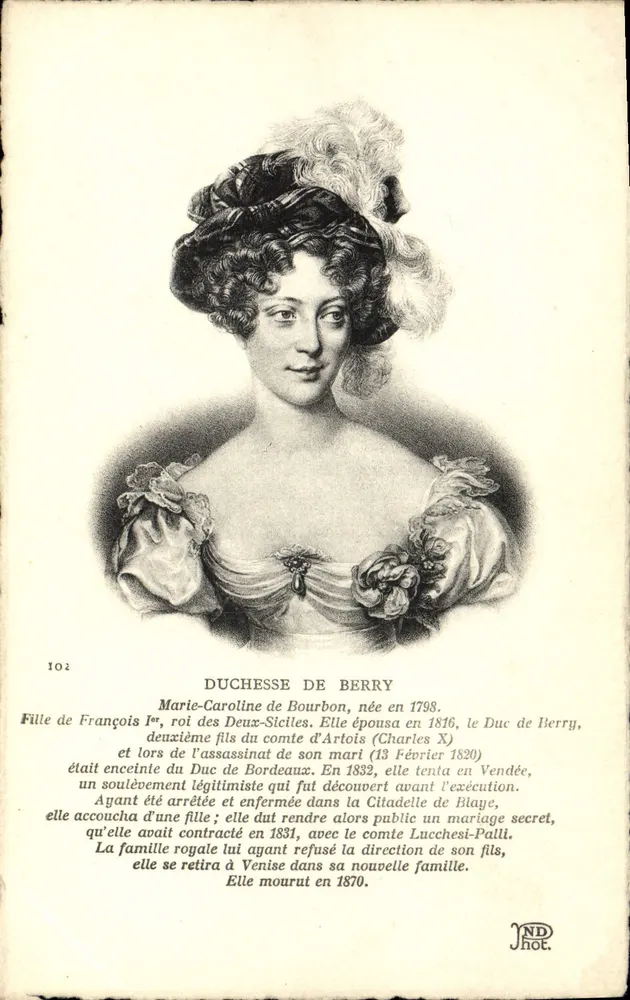 Duquesa de Berry — Retrato gravado — JND Hot, n° 102 - Frente