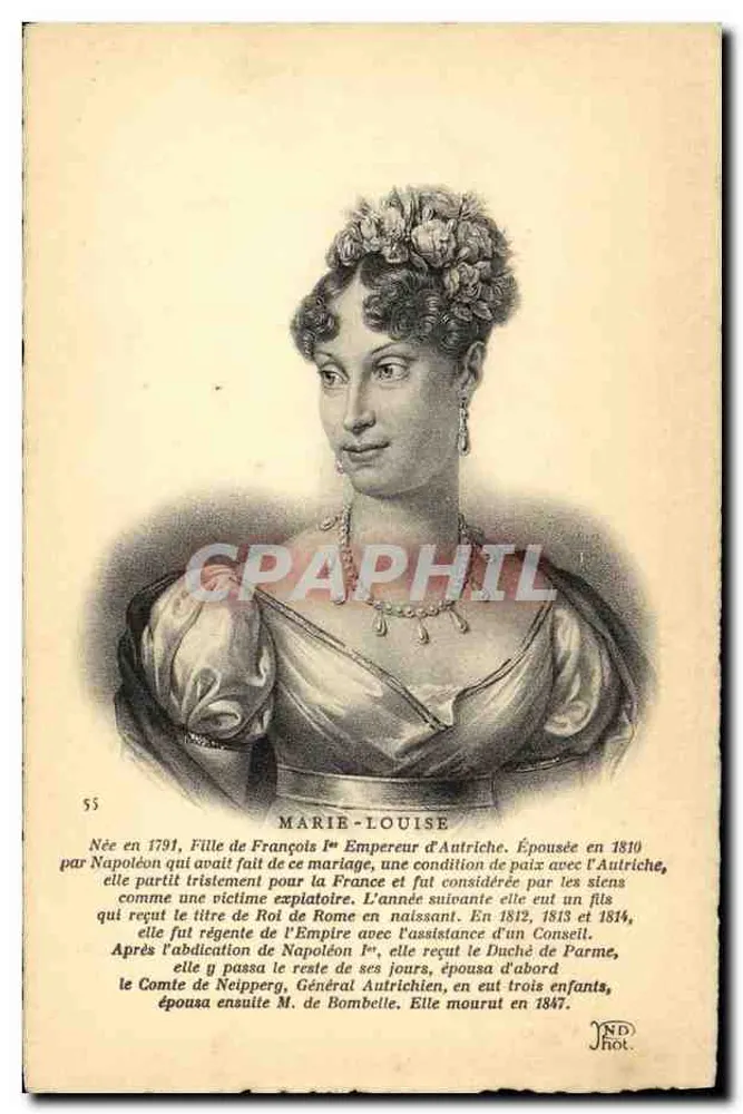 Marie-Louise d'Autriche — Portrait — ND Hot, n° 55 - Frente