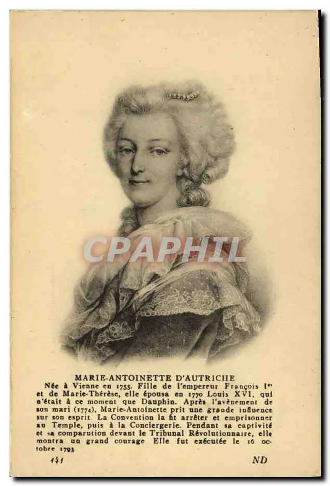 Marie-Antoinette da Áustria — Retrato — Editor A. Moutet, n° 441 - Frente