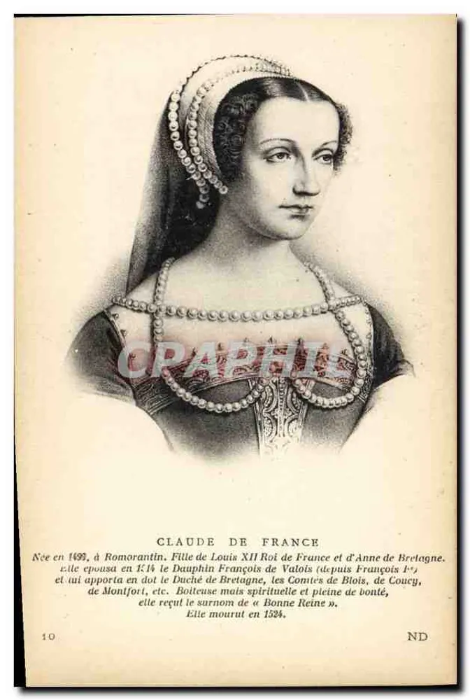 Claude de France — retrato gravado — editor Lévy e Neuchâtel, Paris - Frente