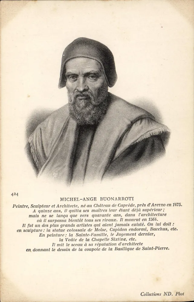 Michelangelo Buonarroti — ritratto inciso — Collezioni ND. Fot - Recto