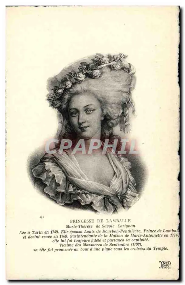 Princesa de Lamballe — Marie-Thérèse de Savoie Carignan — JND Hot. - Frente