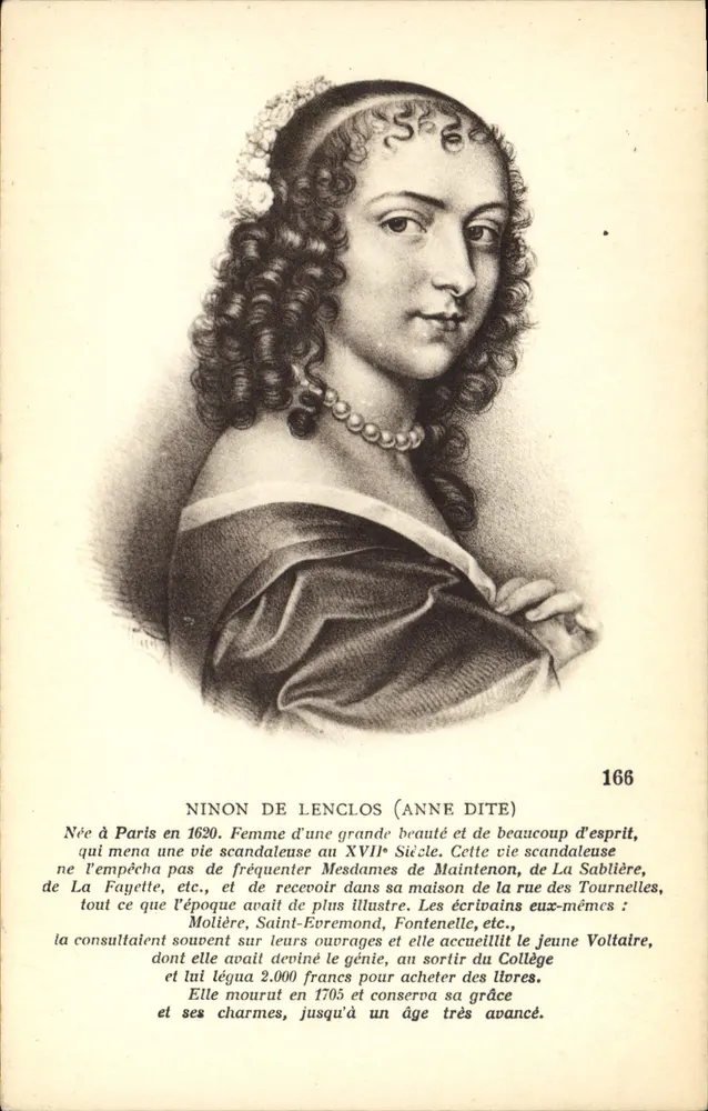 Ninon de Lenclos (Anne Dite) — retrato gravado — Coleção de Arte & História, Paris - Frente